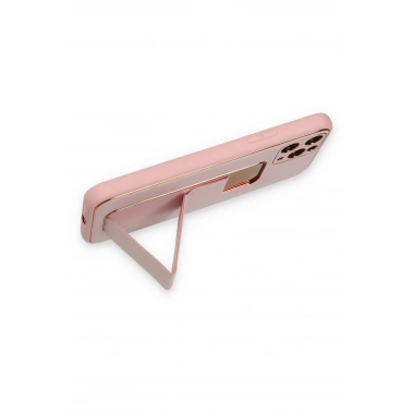 Mey İthalat®  iPhone 11 Pro Max Kılıf Coco Deri Standlı Kapak - Pembe