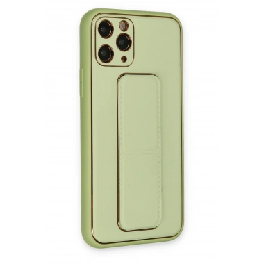Mey İthalat®  iPhone 11 Pro Max Kılıf Coco Deri Standlı Kapak - Su Yeşili