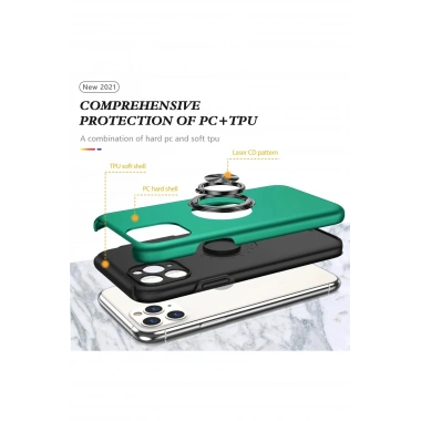 Mey İthalat®  iPhone 11 Pro Max Kılıf Elit Yüzüklü Kapak - Yeşil