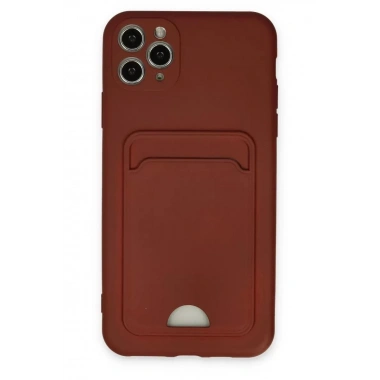 Mey İthalat®   iPhone 11 Pro Max Kılıf Kelvin Kartvizitli Silikon - Bordo