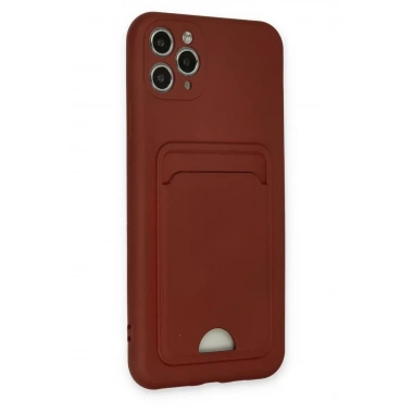 Mey İthalat®   iPhone 11 Pro Max Kılıf Kelvin Kartvizitli Silikon - Bordo