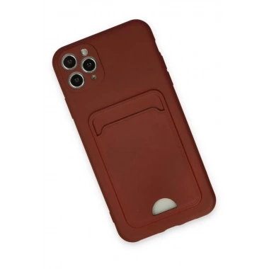 Mey İthalat®   iPhone 11 Pro Max Kılıf Kelvin Kartvizitli Silikon - Bordo