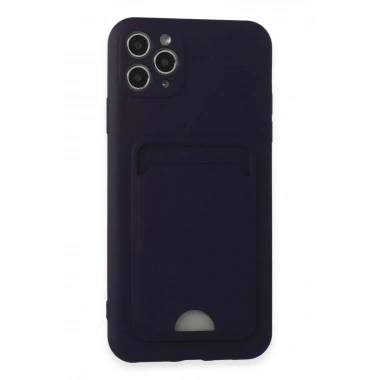 Mey İthalat®   iPhone 11 Pro Max Kılıf Kelvin Kartvizitli Silikon - Derin Mor