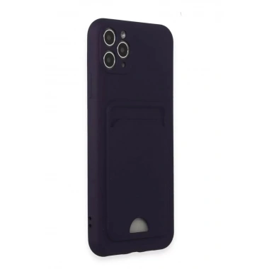 Mey İthalat®   iPhone 11 Pro Max Kılıf Kelvin Kartvizitli Silikon - Derin Mor