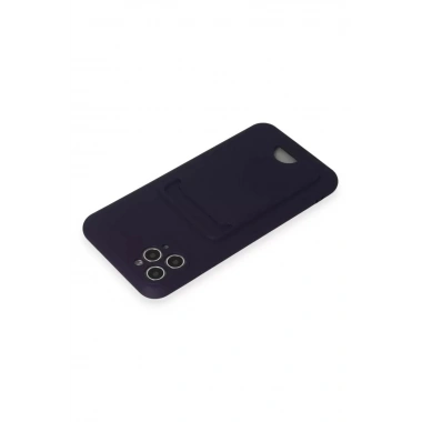 Mey İthalat®   iPhone 11 Pro Max Kılıf Kelvin Kartvizitli Silikon - Derin Mor