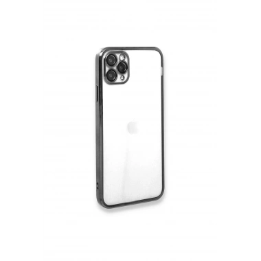 Mey İthalat®  iPhone 11 Pro Max Kılıf  Lensli Silikon - Gümüş