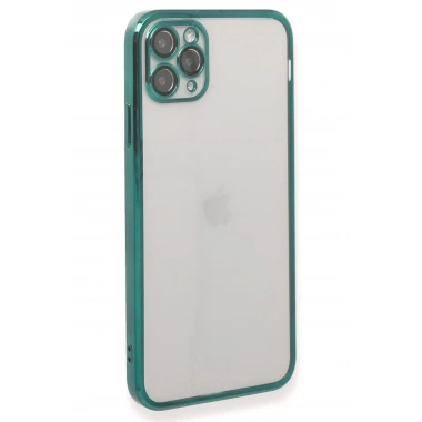 Mey İthalat®  iPhone 11 Pro Max Kılıf  Lensli Silikon - Yeşil
