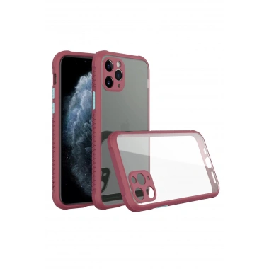 Mey İthalat® iPhone 11 Pro Max Kılıf Miami Şeffaf Silikon - Fuşya