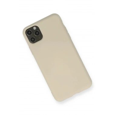Mey İthalat®  iPhone 11 Pro Max Kılıf Nano içi Kadife Silikon - Bej