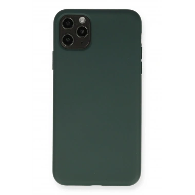 Mey İthalat®  iPhone 11 Pro Max Kılıf Nano içi Kadife Silikon - Koyu Yeşil
