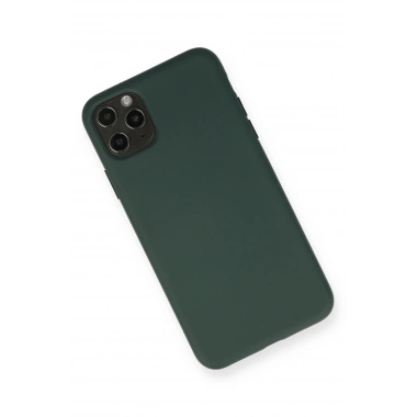 Mey İthalat®  iPhone 11 Pro Max Kılıf Nano içi Kadife Silikon - Koyu Yeşil