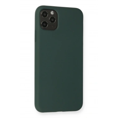 Mey İthalat®  iPhone 11 Pro Max Kılıf Nano içi Kadife Silikon - Koyu Yeşil