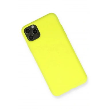 Mey İthalat®  iPhone 11 Pro Max Kılıf Nano içi Kadife Silikon - Sarı
