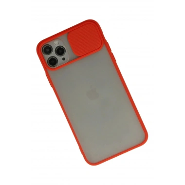 Mey İthalat® iPhone 11 Pro Max Kılıf Palm Buzlu Kamera Sürgülü Silikon - Kırmızı