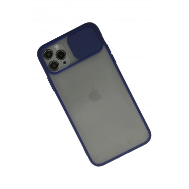 Mey İthalat® iPhone 11 Pro Max Kılıf Palm Buzlu Kamera Sürgülü Silikon - Lacivert