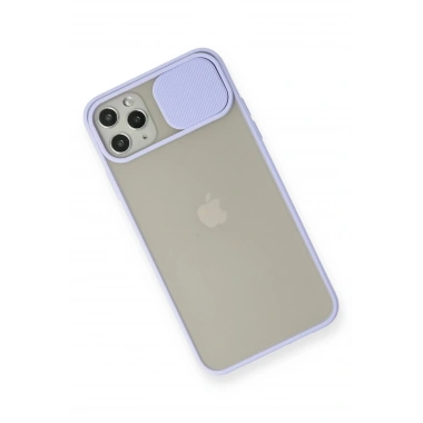 Mey İthalat® iPhone 11 Pro Max Kılıf Palm Buzlu Kamera Sürgülü Silikon - Lila
