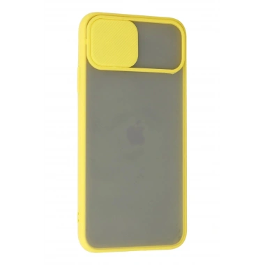 Mey İthalat® iPhone 11 Pro Max Kılıf Palm Buzlu Kamera Sürgülü Silikon - Sarı