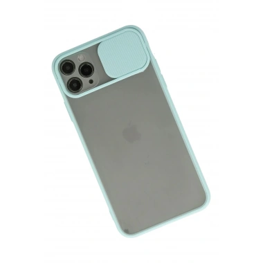 Mey İthalat® iPhone 11 Pro Max Kılıf Palm Buzlu Kamera Sürgülü Silikon - Turkuaz