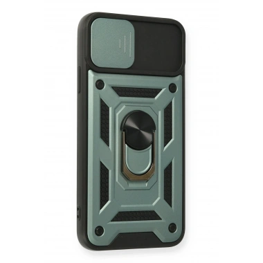 Mey İthalat®  iPhone 11 Pro Max Kılıf Pars Lens Yüzüklü Silikon - Yeşil