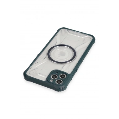 Mey İthalat® iPhone 11 Pro Max Kılıf Prag Magneticsafe Kapak - Koyu Yeşil