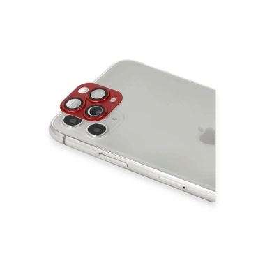 Mey İthalat® iPhone 11 Pro Max Pers Alüminyum Kamera Lens - Kırmızı