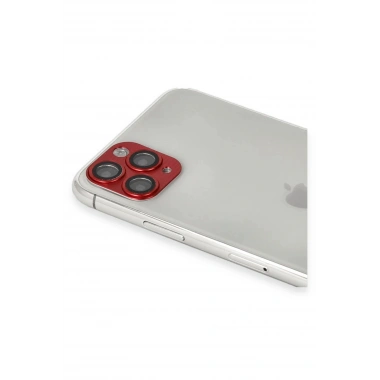Mey İthalat® iPhone 11 Pro Max Pers Alüminyum Kamera Lens - Kırmızı