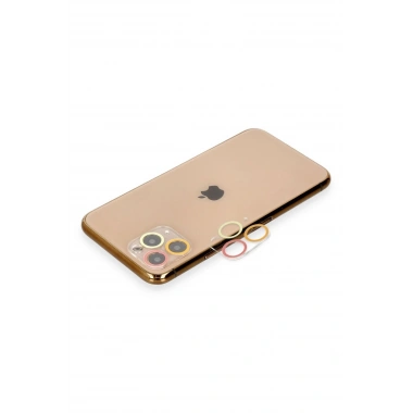Mey İthalat® iPhone 11 Pro Renkli Kamera Lens Koruma Cam - Turuncu-Kırmızı