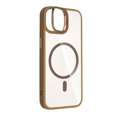 Mey İthalat®   iPhone 11 Remim Lensli Magsafe Standlı Kapak - Kahverengi