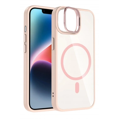 Mey İthalat®   iPhone 11 Remim Lensli Magsafe Standlı Kapak - Pembe