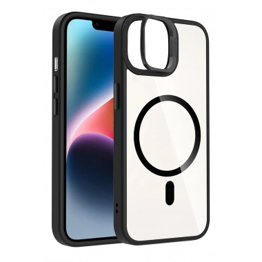 Mey İthalat®   iPhone 11 Remim Lensli Magsafe Standlı Kapak - Siyah