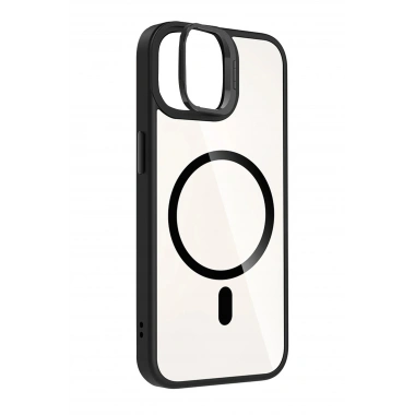 Mey İthalat®   iPhone 11 Remim Lensli Magsafe Standlı Kapak - Siyah