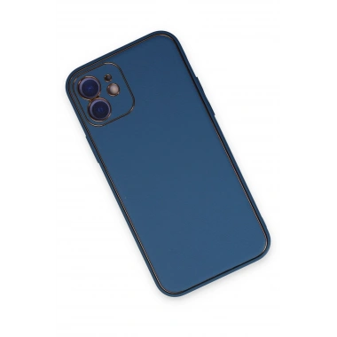 Mey İthalat®  iPhone 12 Kılıf Coco Deri Silikon Kapak - Açık Mavi