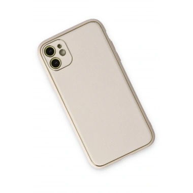 Mey İthalat®  iPhone 12 Kılıf Coco Deri Silikon Kapak - Beyaz