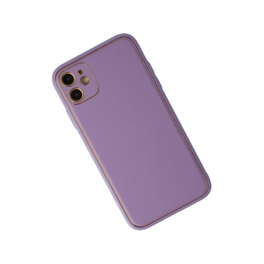 Mey İthalat®  iPhone 12 Kılıf Coco Deri Silikon Kapak - Lila