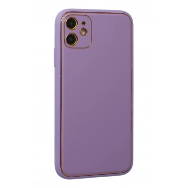 Mey İthalat®  iPhone 12 Kılıf Coco Deri Silikon Kapak - Lila