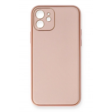 Mey İthalat®  iPhone 12 Kılıf Coco Deri Silikon Kapak - Pembe