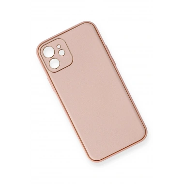Mey İthalat®  iPhone 12 Kılıf Coco Deri Silikon Kapak - Pembe
