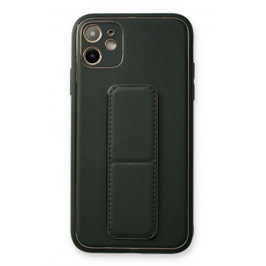 Mey İthalat®  iPhone 12 Kılıf Coco Deri Standlı Kapak - Füme