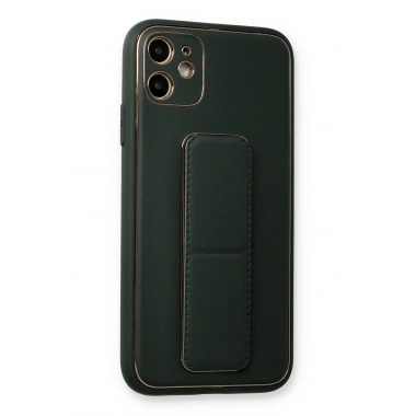 Mey İthalat®  iPhone 12 Kılıf Coco Deri Standlı Kapak - Füme