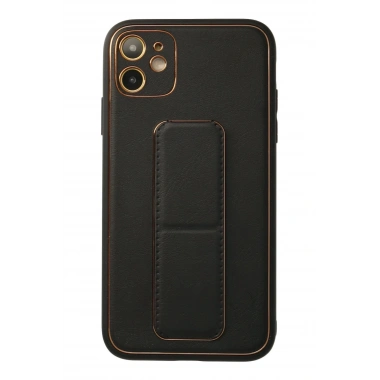 Mey İthalat®  iPhone 12 Kılıf Coco Deri Standlı Kapak - Siyah