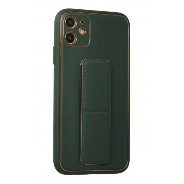 Mey İthalat®  iPhone 12 Kılıf Coco Deri Standlı Kapak - Yeşil