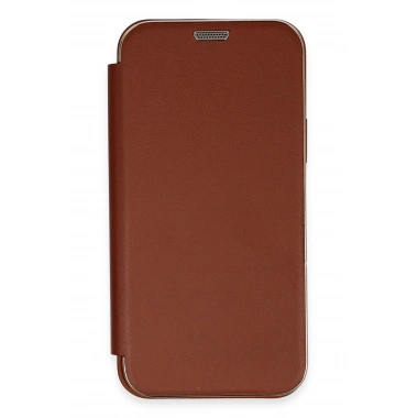 Mey İthalat® iPhone 12 Kılıf Dolpin Kapaklı - Kahverengi