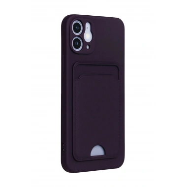 Mey İthalat®  iPhone 12 Kılıf Kelvin Kartvizitli Silikon - Derin Mor