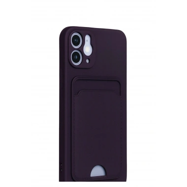 Mey İthalat®  iPhone 12 Kılıf Kelvin Kartvizitli Silikon - Derin Mor