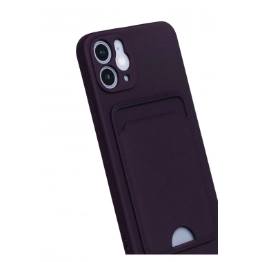 Mey İthalat®  iPhone 12 Kılıf Kelvin Kartvizitli Silikon - Derin Mor