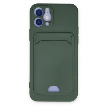 Mey İthalat®  iPhone 12 Kılıf Kelvin Kartvizitli Silikon - Koyu Yeşil