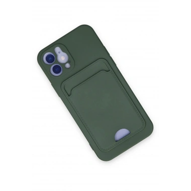 Mey İthalat®  iPhone 12 Kılıf Kelvin Kartvizitli Silikon - Koyu Yeşil
