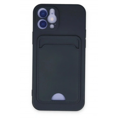 Mey İthalat®  iPhone 12 Kılıf Kelvin Kartvizitli Silikon - Lacivert