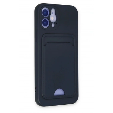 Mey İthalat®  iPhone 12 Kılıf Kelvin Kartvizitli Silikon - Lacivert