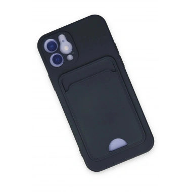 Mey İthalat®  iPhone 12 Kılıf Kelvin Kartvizitli Silikon - Lacivert